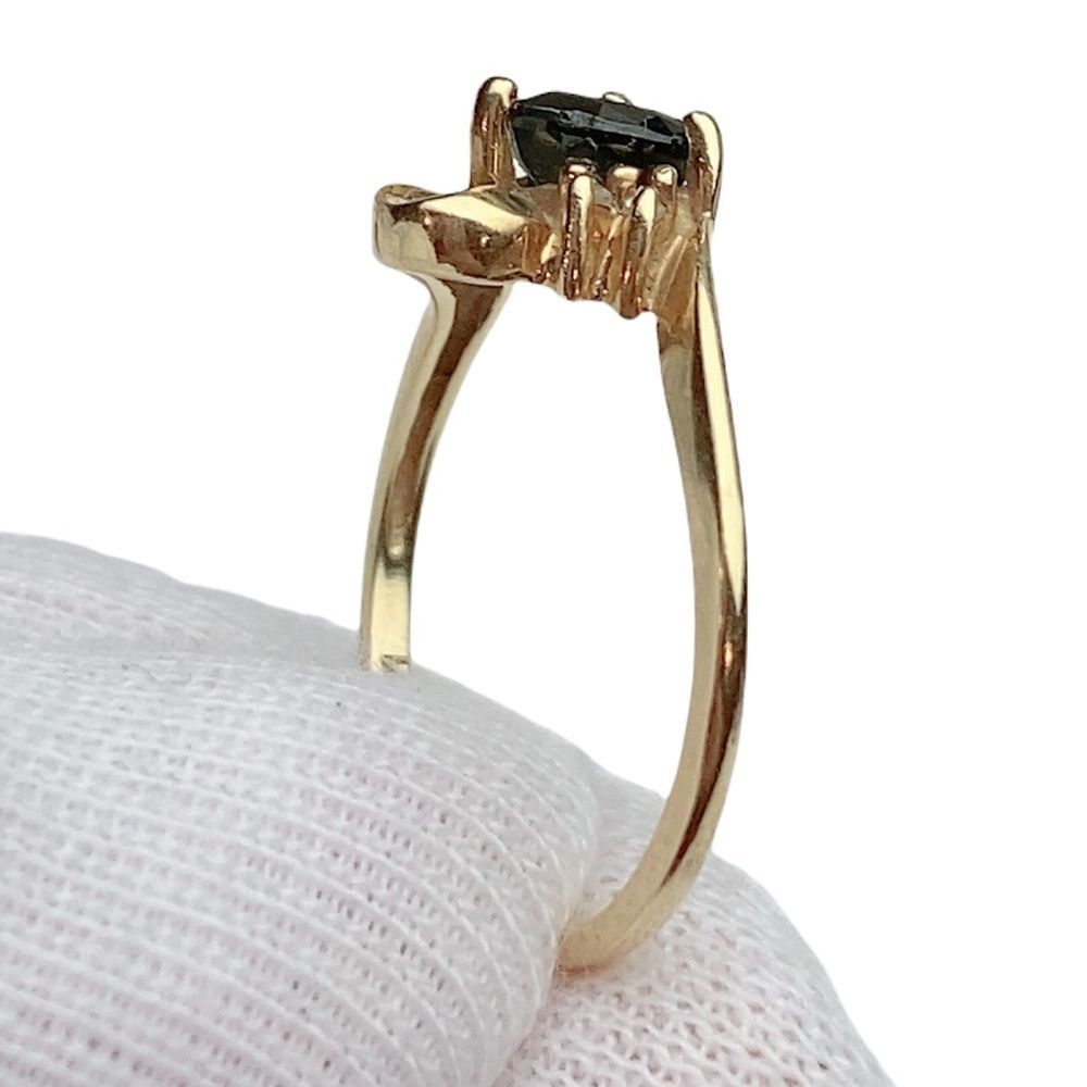Women’s 14K Heart Blue Sapphire Yellow Gold Ring Sz 6 - Picture 5 of 16